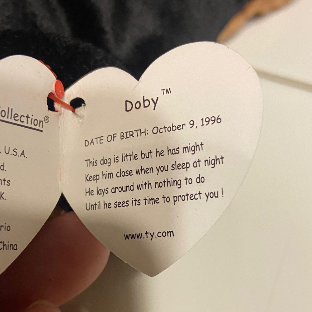 Ty Beanie Baby Doby Plush Dog Toy - Black and Brown, 1NN - Picture 3 of 3